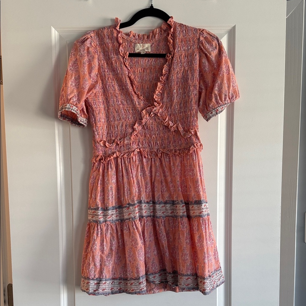 Peach Pink Ruffled Tiered Mini Dress
